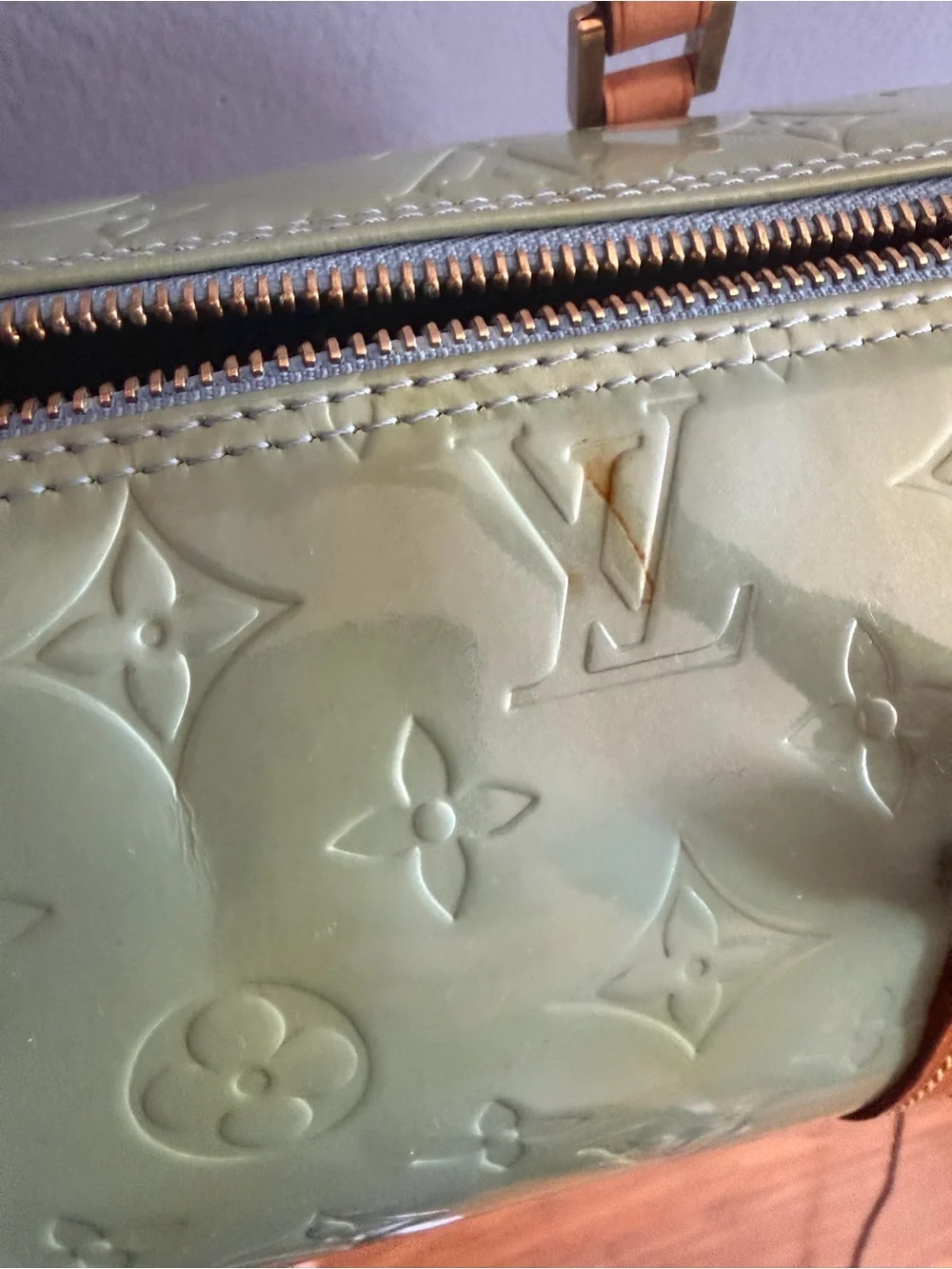 Louis Vuitton Vernis Bedford Pistachio Green Patent Leather Bag Authentic